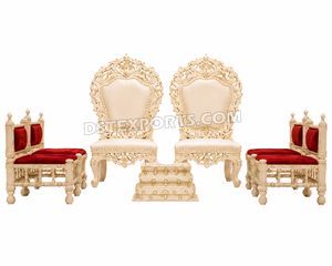 Ensemble de Mandap de Mariage Indien Blanc et Doré, Ensemble de Mandap de Mariage en Fibre Sculptée Ivoire Royal et Doré, Ensemble de Mandap Premium pour Événements, USA - Product Image 3