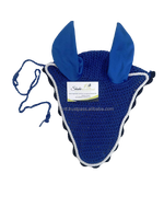 Voile anti-mouches pour chevaux Professional Choice Customize SI-FV-03, personnalisable, cordon blanc 5 mm, en polyester extensible