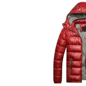 Men's <b>Red</b> Camouflage Long <b>Hooded</b> Puffer <b>Jacket</b> Windproof Thick Winter Coat Zipper Closure Casual Slim Fit Cotton Filling - Product Image 2