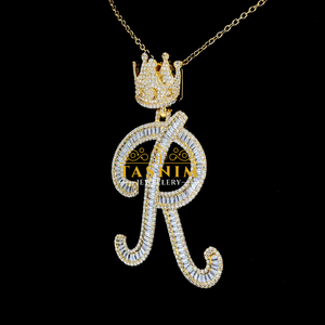 TASMIN JEWELRY Colgante de Letra con Moissanita VVS Iced, Estilo Hip Hop, Microincrustaciones, Chapado en Oro Rosa, Certificado - Product Image 4