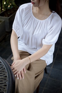 Haute qualité lin rayonne Blouse femmes luxueux motif à carreaux respirant couche transparente équilibre parfait Style formel sophistiqué - Product Image 3