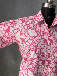 <b>Pink</b> Floral Print <b>Men's</b> Button Up <b>Shirt</b> Short Sleeve Collared Casual Summer <b>Shirt</b> - Product Image 6