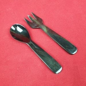 Ensemble de cuillères et fourchettes en corne naturelle de qualité supérieure, manche long, fabriqué à la main, poli, pour la restauration fine, la cuisine et les cadeaux - Product Image 4