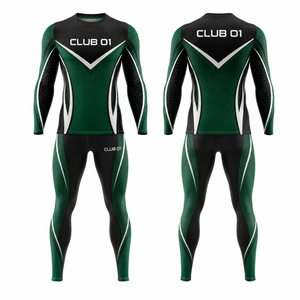 Ensemble de yoga intégral Club 01, col rond, imprimé par sublimation, en spandex et polyester, anti-transpiration, taille haute, vêtements de sport - Product Image 1