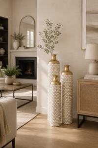 Vase à fleurs élégant en métal doré, centre de table moderne pour salon, chambre, hôtel, restaurant, décoration de mariage - Product Image 5