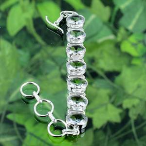 Pulsera de Topacio Blanco Hecha a Mano, Plata de Ley 925, Chapada en Oro de 14K, Joyería de Lujo, Regalo para Mujer, Diseño Elegante y Ajustable - Product Image 6