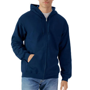 Sweat-shirt à capuche zippé bleu marine pour homme, coupe classique, en molleton tricoté, couleur unie, décontracté, écologique, polyester/coton, vêtements d'hiver - Product Image 2