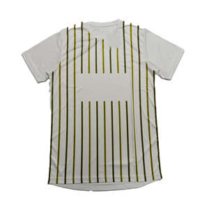 เสื้อยืดคอกลมแขนสั้นผู้ชาย ลายทาง ผ้าถัก แห้งเร็ว ทรงปกติ สไตล์ลำลอง โพลีเอสเตอร์ 100% - Product Image 4