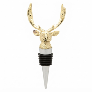 Gold Deer Head Wine <b>Bottle</b> <b>Stopper</b> Zinc Alloy Reusable Bar Accessories For Champagne & Liquor Elegant Stag Antler Gift For Wine - Product Image 1