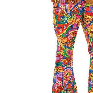 Pantalon évasé imprimé coloré pour homme, taille élastique, décorations à pompons, style décontracté d'été, tissu tissé extensible et respirant - Product Image 1