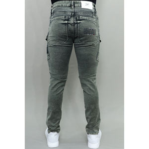 กางเกงยีนส์ขาคาร์โก้ผู้ชายสีเทาสีเขียวแนวสตรีทแบบปรับได้ Gex - Product Image 2