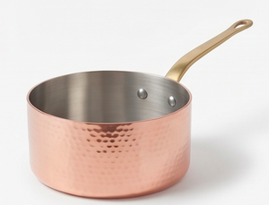 Copper Sauce <b>Pan</b> With Stainless Steel Gold Lining Handmade Minimalist Design For Kitcheware Gas Use <b>And</b> Induction Cooker Use - Product Image 1