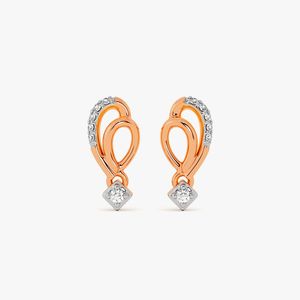ต่างหูเพชรรูปทรงหยดน้ำแบบห่วงคู่สีโรสโกลด์ - Product Image 4