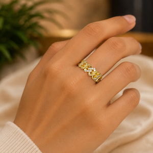 18K Yellow Gold Plated Wedding Ring Brilliant Round Cut Diamond Ring Classic Moissanite Women's Engagement Band - Product Image 5