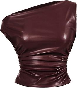 <b>Aesthetic</b> Women Leather Crop Tank <b>Top</b> Slim Fit Sleeveless Street Fashion - Product Image 1