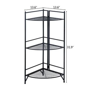Mensola Angolare Pieghevole in Metallo a 3 Ripiani Nera, Elegante Scaffale ad Angolo per Casa o Ufficio - Product Image 6