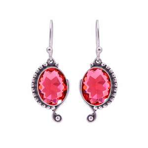 ต่างหูรูปไข่พลอยทัวร์มาลีนรูเบไลต์ เงินแท้ 925 สไตล์วินเทจ งานแฮนด์เมด ของขวัญสำหรับผู้หญิง - Product Image 4