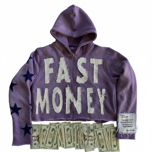 เสื้อฮู้ดซิปปักลาย Fast Money ทรงโอเวอร์ไซส์ ผ้าฝ้าย สตรีทแวร์ ลายดาวสีเหลือง หลากสี สำหรับผู้ชาย - Product Image 6