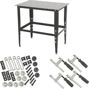 Table de soudage robuste avec kit d'outils de 24 pièces, établi de fabrication en acier avec pinces et outils de fixation pour atelier GAR052 - Product Image 1