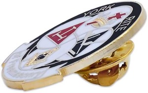 York Rite of Freemasonry Round Masonic Lapel Pin - [Black & White][1'' Diameter] Metal type Alloy Clasp typeButterfly - Product Image 2