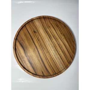 Plateau de service en bois naturel, 24 pouces, écologique, articles de hôtellerie, ustensiles de cuisine, décoration de table, forme ronde, plateau de service en bois - Product Image 4