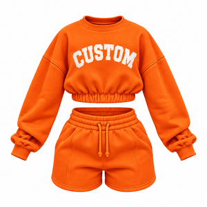 Conjunto de Sudadera Corta y Pantalones Cortos de Forro Polar Verde Salvia Unisex Personalizado - Chándal Deportivo Transpirable y Ecológico - Product Image 4