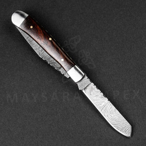 Navaja de Bolsillo Plegable de Acero de Damasco Hecha a Mano con 2 Hojas para Uso Diario - Product Image 5