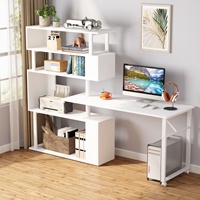 Bureau d'angle moderne en forme de L Tribesigns avec rangement bureau d'ordinateur réversible rotatif avec étagère à 5 étagères