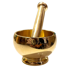 Modern Pure Brass Mortar And Pestle Set Imam Dasta Okhli Musal Handcrafted Antique Metal Spice <b>Herb</b> <b>Grinder</b> For Kitchen Use - Product Image 2