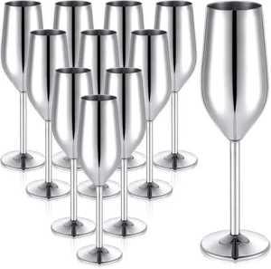 Copa de Vino de Acero Inoxidable Plateado Cepillado, Irrompible, Reutilizable, para Cócteles, Fiestas y Bares - Product Image 6