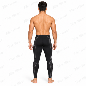 <b>Men</b> Compression Tights Polyester Spandex 220 GSM High Stretch <b>Gym</b> Running Training <b>Leggings</b> OEM Private Label Factory - Product Image 3