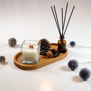 Minimalist Wooden Tray With Candle And Reed Diffuser Eco-Friendly Decorative Serving <b>Platter</b> - Product Image 4
