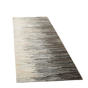 พรมหนังวัวสีเทาทำด้วยมือแบบพรีเมี่ยมเน้นที่พื้นและทนทานด้วยลายเส้นสีดำ - Product Image 2