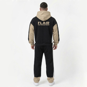 Custom Men's Oversized Drop Shoulder Tracksuit | Tri-Tone Color <b>Block</b> Fleece Jogger Set - Product Image 2