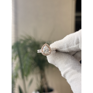 Anillo de compromiso vintage de lujo con doble halo de diamantes cultivados en laboratorio, 2.18CT VVS VS EF, oro macizo, regalo de boda para ella - Product Image 2