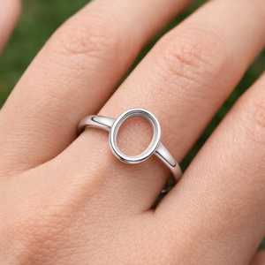 925 Sterling Silver 8x10mm Oval Bezel Setting Semi Mount Ring Setting Minimalist Engagement <b>Wedding</b> Engaagement Fine Ring - Product Image 1