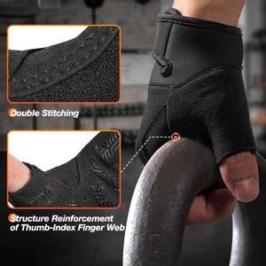 Breathable Gym <b>Gloves</b> for Heavy Lifting CrossFit Exercise Half Finger Design with Integrated Wrist Wraps for Maximum Stability - Product Image 4