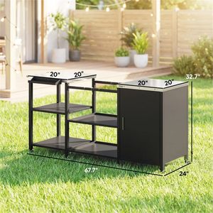 Barbecue noir avec table et armoire de rangement intégrée - Product Image 6