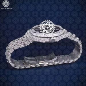 Charm Jewells Montre de luxe pour femme en acier inoxydable, boîtier tonneau de 38 mm, lunette sertie de diamants, quartz analogique, fermoir pliant - Product Image 5