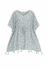Robe Kaftan d'été décontractée en viscose imprimée, écologique, mini, à fleurs, col en V, respirante, pour la plage - Fabricant - Product Image 2