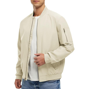 Blouson bomber marron pour homme, fermeture éclair, coupe décontractée, coupe-vent, col montant, coupe régulière, pour l'automne - Product Image 3