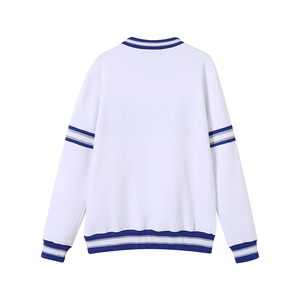 เสื้อสเวตเชิ้ตคอกลมผ้าฝ้ายลายทางสีขาว Zeta สำหรับชมรมนักเรียนหญิง ระบายอากาศได้ดี สไตล์สตรีทแวร์ สำหรับผู้ซื้อขายส่งเพื่อการผลิตแบบ OEM - Product Image 2