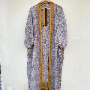 Beautiful <b>Black</b> and White With Yellow Border Kimono <b>Robe</b> Kimono Gown Floral Cardigan <b>Robe</b> for <b>Women</b> - Product Image 1