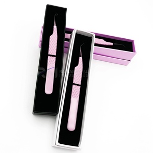 <b>Pink</b> Stainless Steel Eyelash Tweezers Precision Tip Professional Lash Extension <b>Tool</b> <b>Box</b> Packaging - Product Image 4