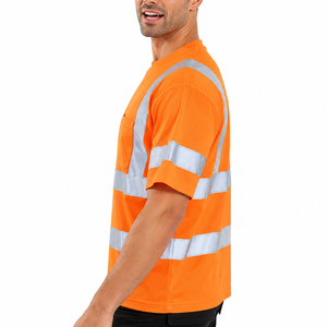 Chemise de sécurité réfléchissante à haute visibilité, style manches courtes, tissu respirant de haute qualité, poche poitrine, vêtements de travail pour hommes - Product Image 2