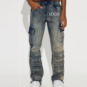 Pantalon en jean pour garçons, taille mi-haute, design élégant, couleur unie, finition lisse, idéal pour les commandes en gros - Collection 2026 - Product Image 1