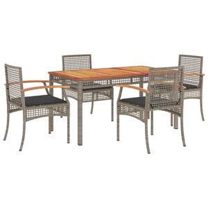 Ensemble de salle à manger en rotin gris de 5 pièces avec coussins Ensembles de jardin élégants - Product Image 2