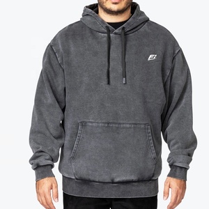 Custom Logo Embroidered Blank Heavyweight Cotton Solid Winter Men's Hoodies Pullover Hooded Regular Fit Sun Fade <b>Acid</b> <b>Wash</b> OEM - Product Image 2