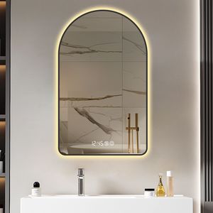 28 \ "x40 \" moderno LED bagno specchio luce luce ad arco Design tempo Display Anti-nebbia retroilluminazione dimmerabile a tre colori - Product Image 3