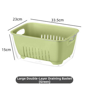 Cesta de drenaje de plástico de doble capa, colador multifuncional para lavar frutas y verduras, para almacenamiento en la cocina - Product Image 5